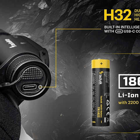 LANTERNA DE CABEÇA H32 (+1x18650) OSRAM P9 + USB-C (1000 lúmens) 5