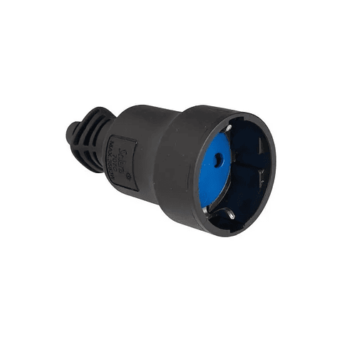 Tomada 2P + T, 16A 250V ~. Borracha Preta – SOLERA 1