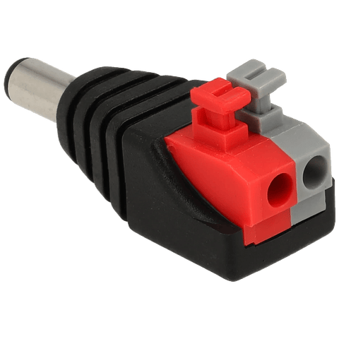 Ficha Dc macho saída +/- de 2 terminais c/molas  2