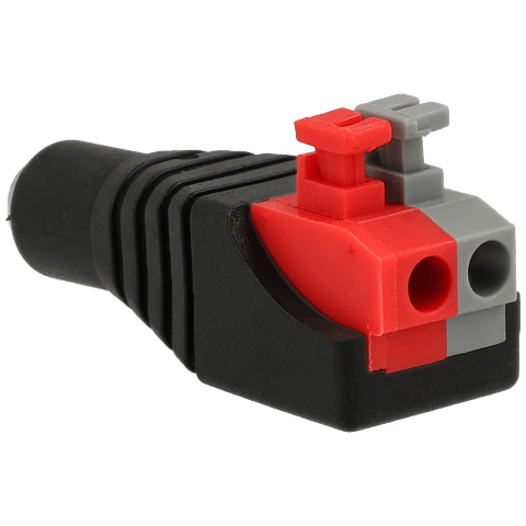 Ficha Dc fêmea saída +/- de 2 terminais c/molas 2