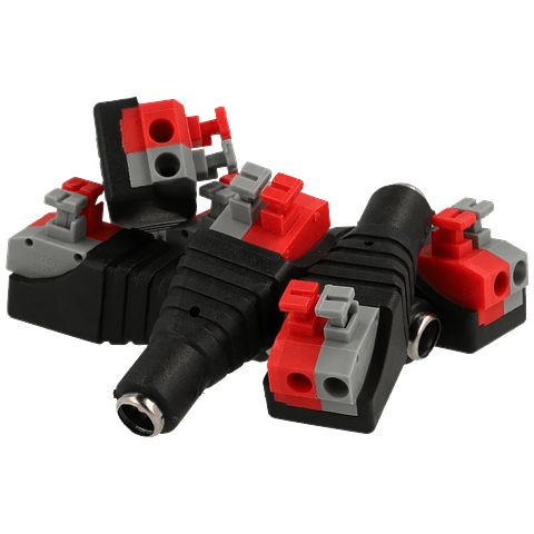 Ficha Dc fêmea saída +/- de 2 terminais c/molas 3