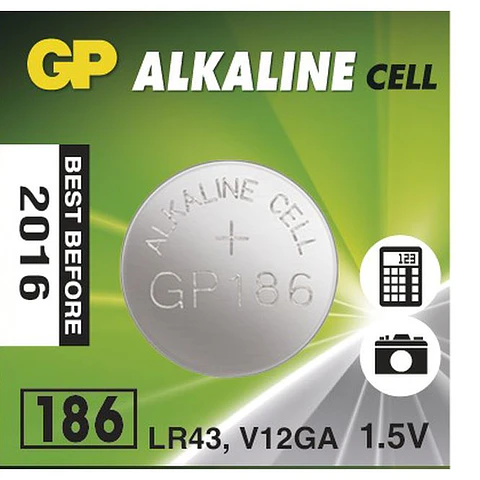 Pilha 1.5V Alcalina AG12 / LR43 / 186 / 386 (1,5V) GP 1