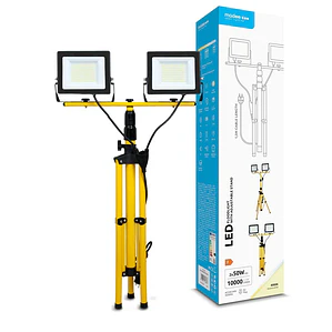 POJETOR EXTERIOR PORTÁTIL P/OBRAS IP65 2X50W 120º 4000K (10000 LÚMENS)