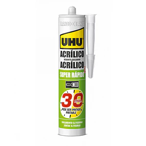 Massa acrílica juntas e fissuras 280 ml branco super rápido UHU