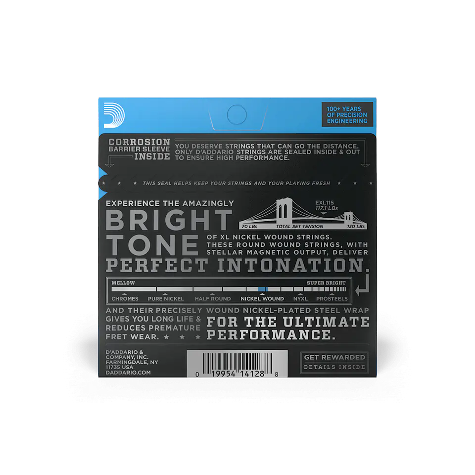 D’ADDARIO EXL115 CUERDAS METAL ( PACK 2 JUEGOS ) PARA GUITARRA ELECTRICA TENSION MEDIA  3
