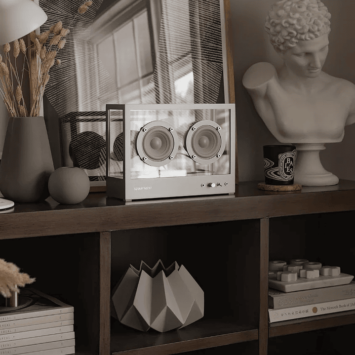 TRANSPARENT SMALL SPEAKER METAL PARLANTE BLUETOOTH 8