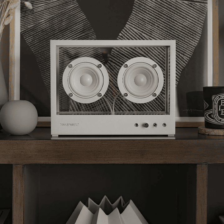 TRANSPARENT SMALL SPEAKER WHITE PARLANTE BLUETOOTH 9