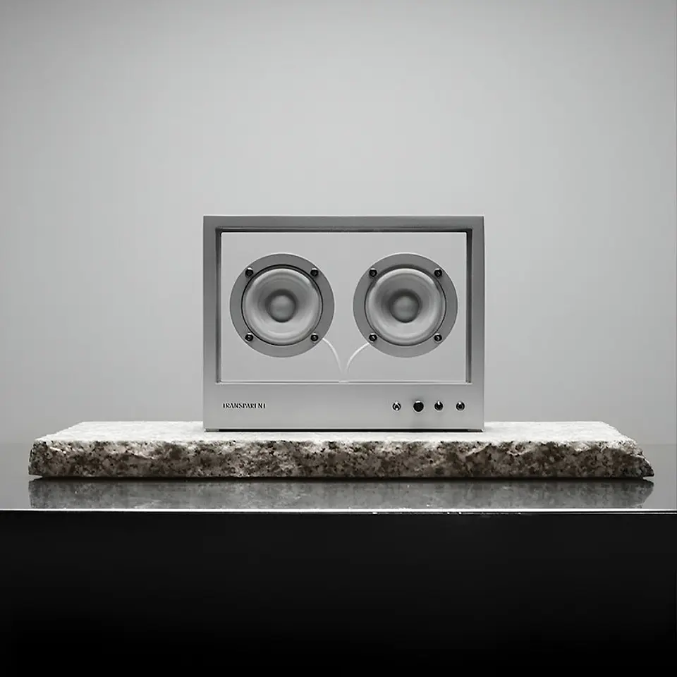 TRANSPARENT SMALL SPEAKER METAL PARLANTE BLUETOOTH 2