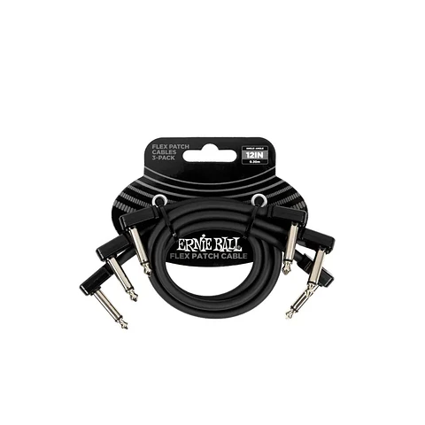 ERNIE BALL PACK 3 CABLES FLEX PATCH 12'' NEGRO