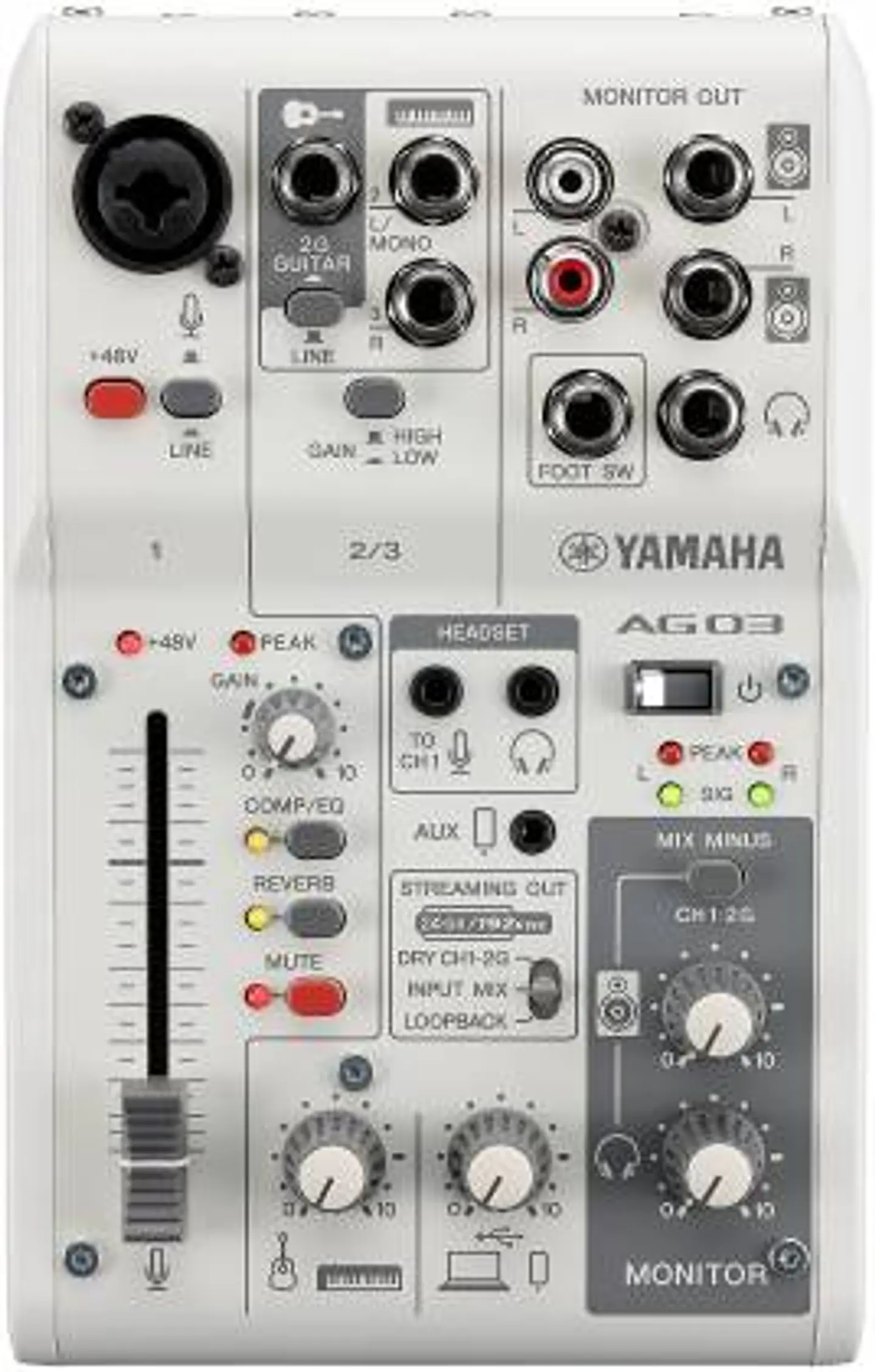 YAMAHA LIVE STREAMING MIXER AG03MK2 WHITE LSP 2