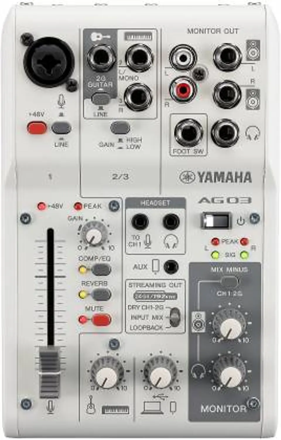 YAMAHA LIVE STREAMING MIXER AG03MK2 WHITE LSP 2