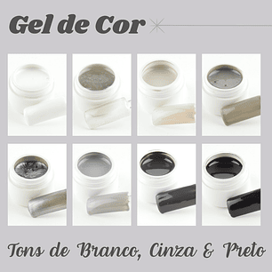 Gel de Cor de 5ml - Tons Branco, Cinza & Preto