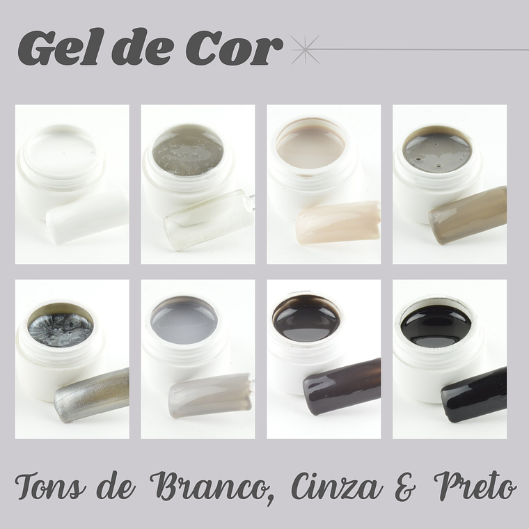 Gel de Cor de 5ml - Tons Branco, Cinza & Preto 1