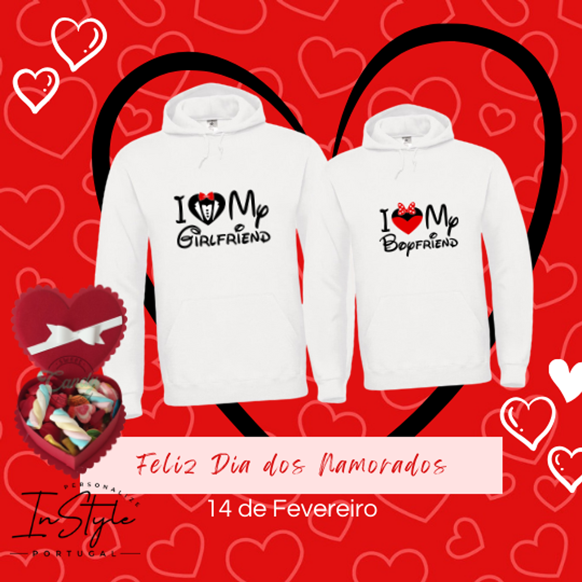 Camisola I❤️GIRLFRIEND ou I❤️BOYFRIEND  1