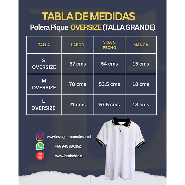 Polera Pique L1 Modelo Oversize