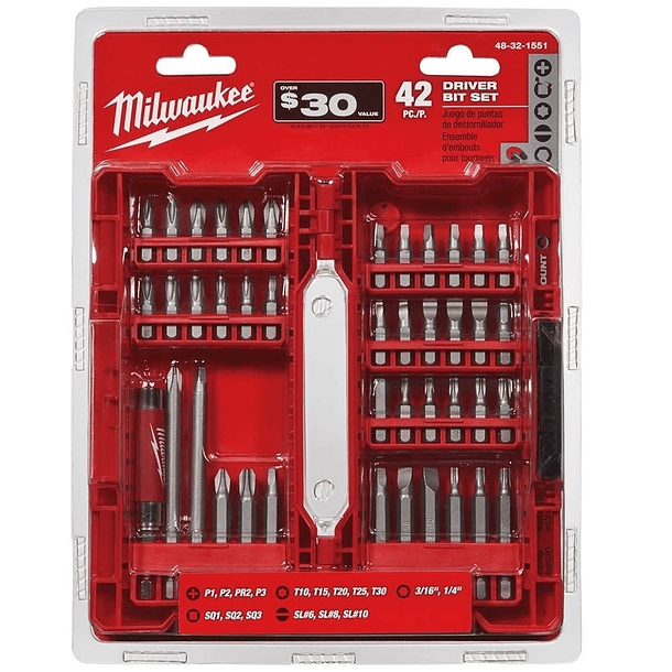 Set accesorios 42 pc milwaukee 2