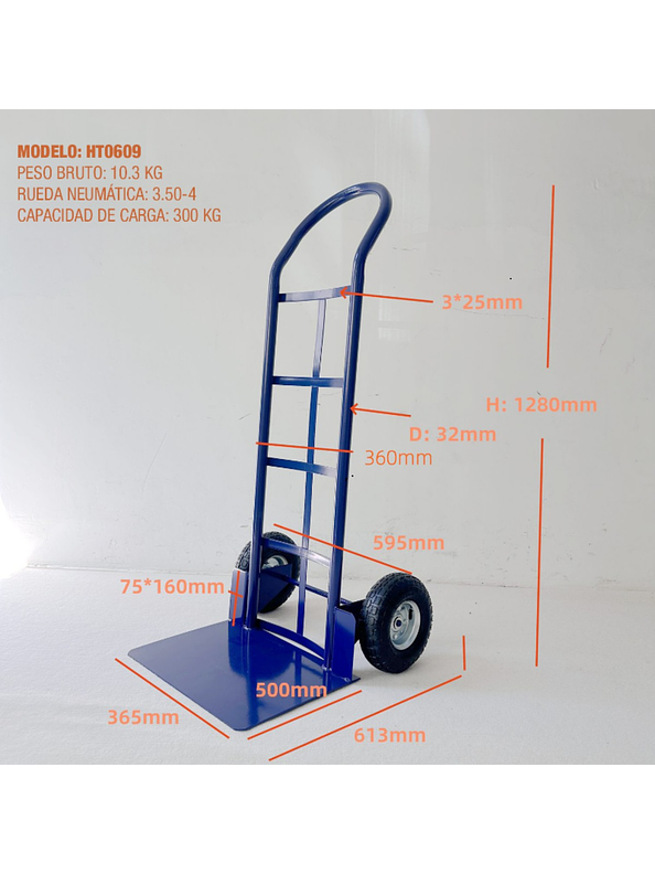 Carro Yegua 300kg Rueda Neumatica 350x4 HT0609 OKB 2
