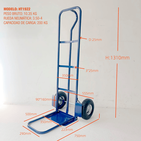 Carro Yegua 200kg Rueda Neumatica 350x4 HT1922 OKB 2