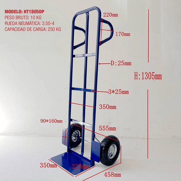 Carro Yegua 250kg Rueda Neumatica 350x4 HT1805DP OKB 2