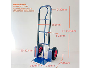 Carro Yegua 300kg Rueda Neumatica 400x6 HT2402 Heavy Duty OKB