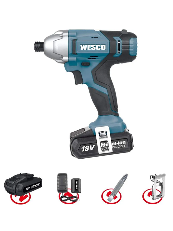 Atornillador de Impacto Inalámbrico 18V Wesco 3