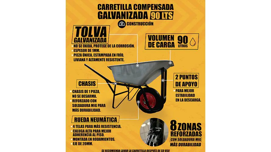 Carretilla Compensada Galvanizada 90 LTS OKB 4