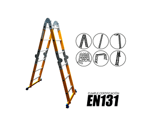 Escalera de Fibra Multifuncional 4X3 Certificación EN131