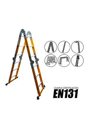 Escalera de Fibra Multifuncional 4X3 Certificación EN131