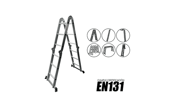 Escalera Multifuncional Aluminio 4X3 Certificación EN131 3