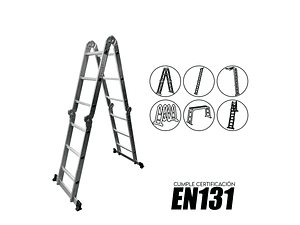 Escalera Multifuncional Aluminio 4X3 Certificación EN131