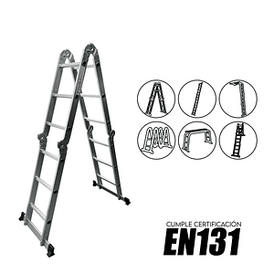Escalera Multifuncional Aluminio 4X3 Certificación EN131