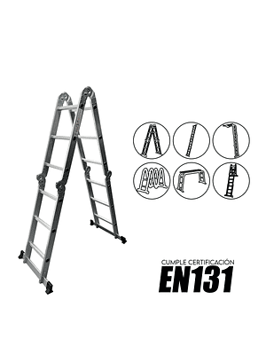 Escalera Multifuncional Aluminio 4X3 Certificación EN131