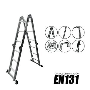 Escalera Multifuncional Aluminio 4X3 Certificación EN131