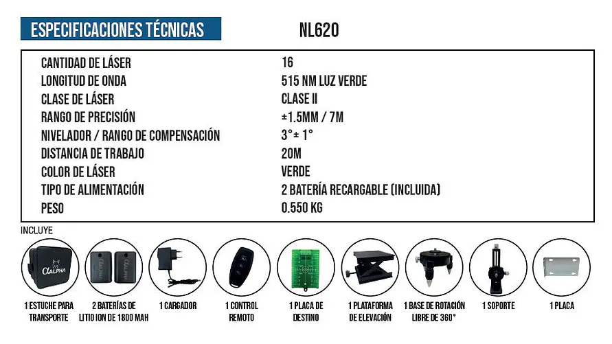 Nivel Laser 16 Luces 20 Metros Autonivelante ALPHA 3