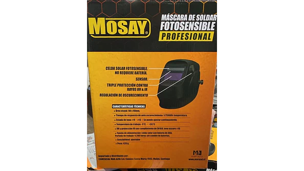 Mascara de Soldar Fotosensible MOSAY 2