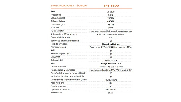 Generador SPS 8300 Energen 2