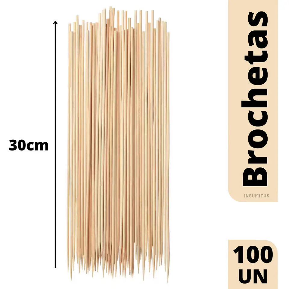Palos de Brochetas 30cm (100un) 1