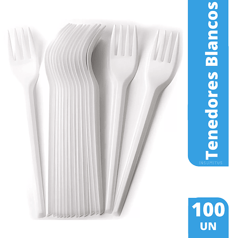 Tenedor Blanco Desechable (100 unidades) Insumitus®