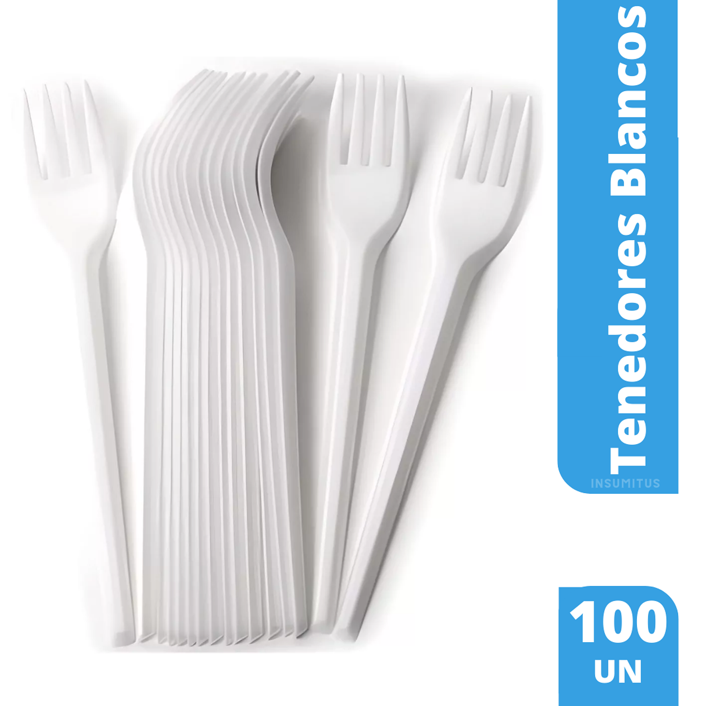 Tenedor Blanco Desechable (100 unidades) Insumitus® 1