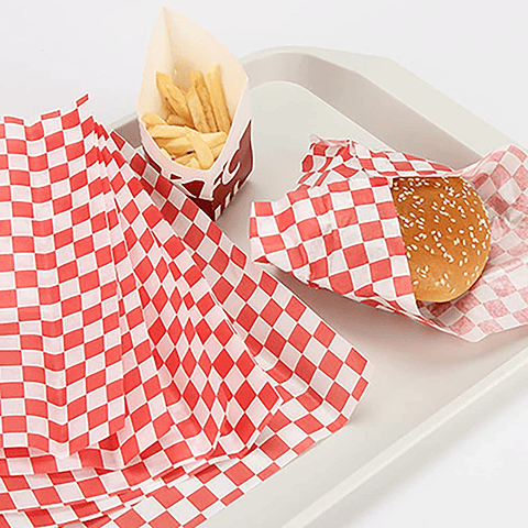 Papel Antigrasa Cuadros Rojos 33x33cm (100hjs)