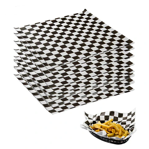 Papel Antigrasa Cuadros Negros 33x33cm (100hjs)