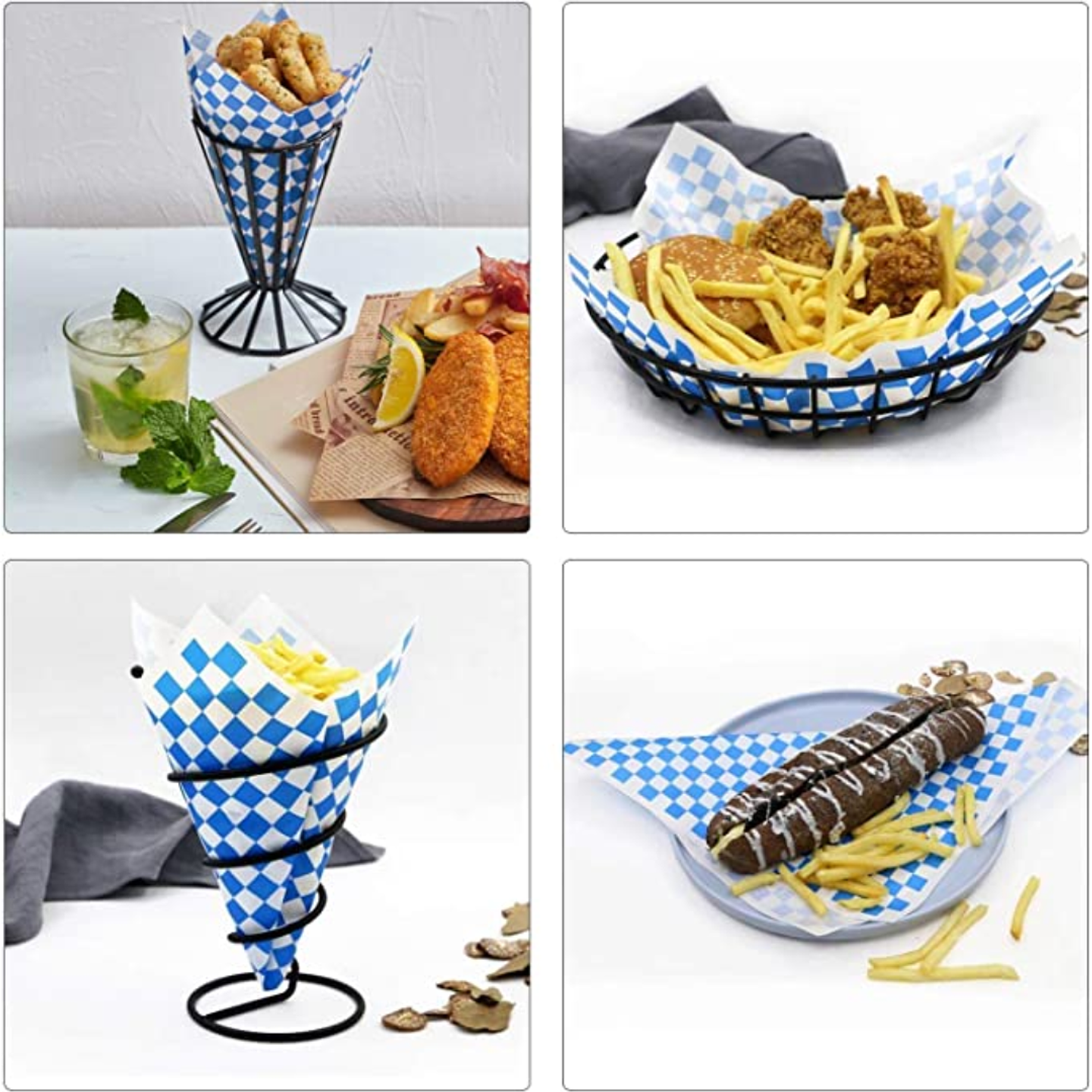 Papel Antigrasa Cuadros Azul 33x33cm (100hjs) Insumitus® 2