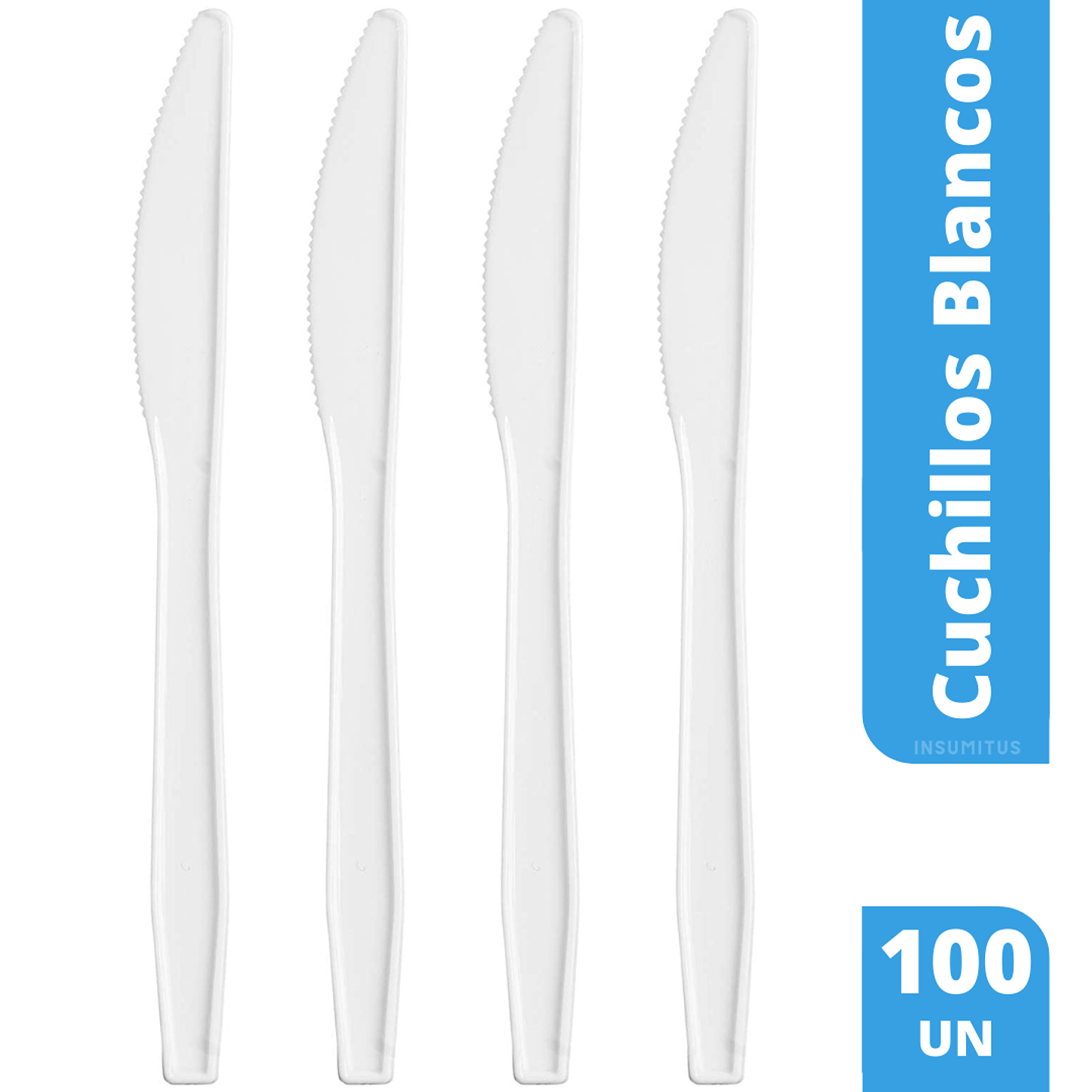 Cuchillos Plasticos Desechables Blancos (100 unidades)  Insumitus® 1