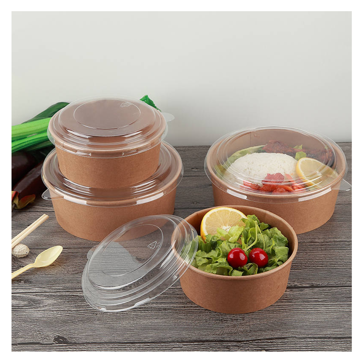 Bowl Kraft 1000cc con Tapa (50 unidades) 2