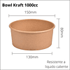 Bowl Kraft 1000cc con Tapa (50 unidades)