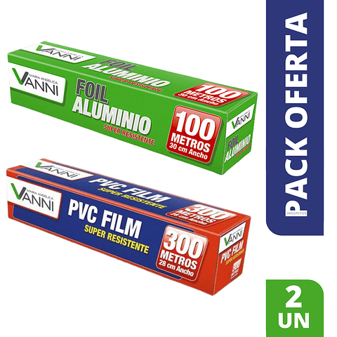 Pack Film Alusa Plastica + Rollo Papel Aluminio Vanni