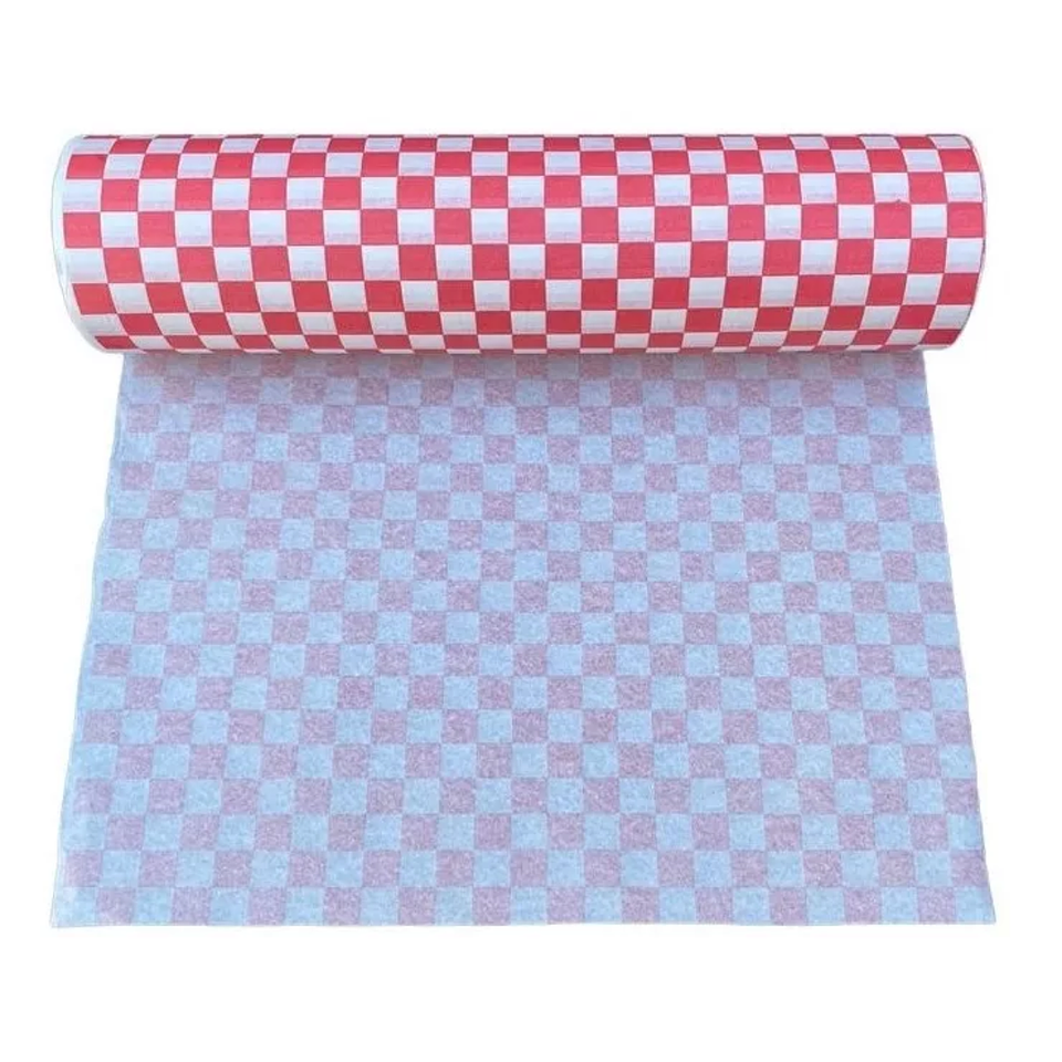 Rollo de Papel Antigrasa 37,5 x 100m Cuadros Rojos 2