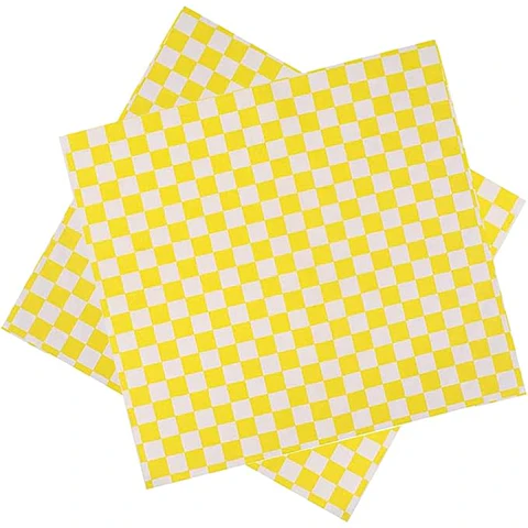 Papel Antigrasa Cuadros Amarillos 33x33cm (100 hojas)