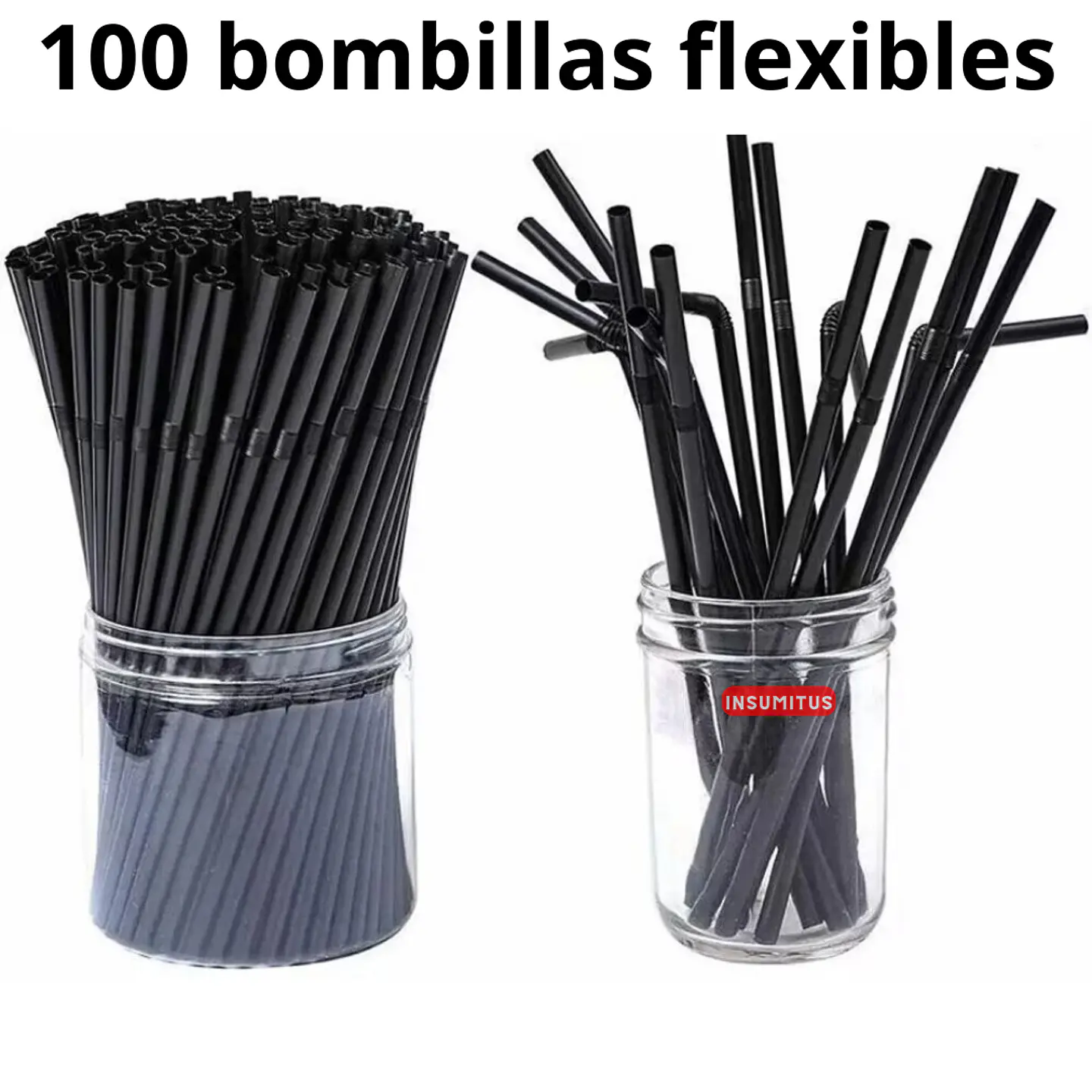 Bombillas Negras Plasticas Flexibles 21cm (100 unidades) 2