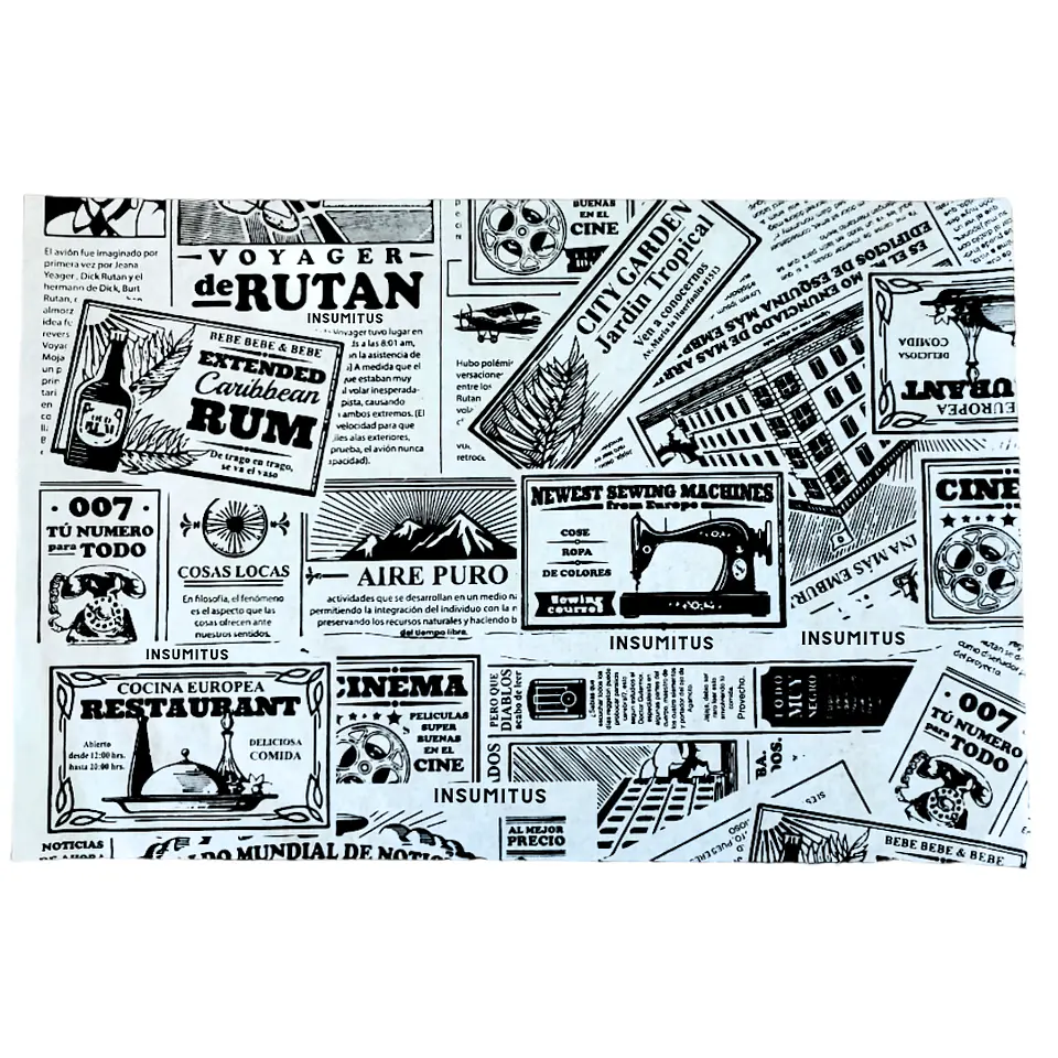 Papel Antigrasa Diario Negro 25x37cm (100 hojas)  3